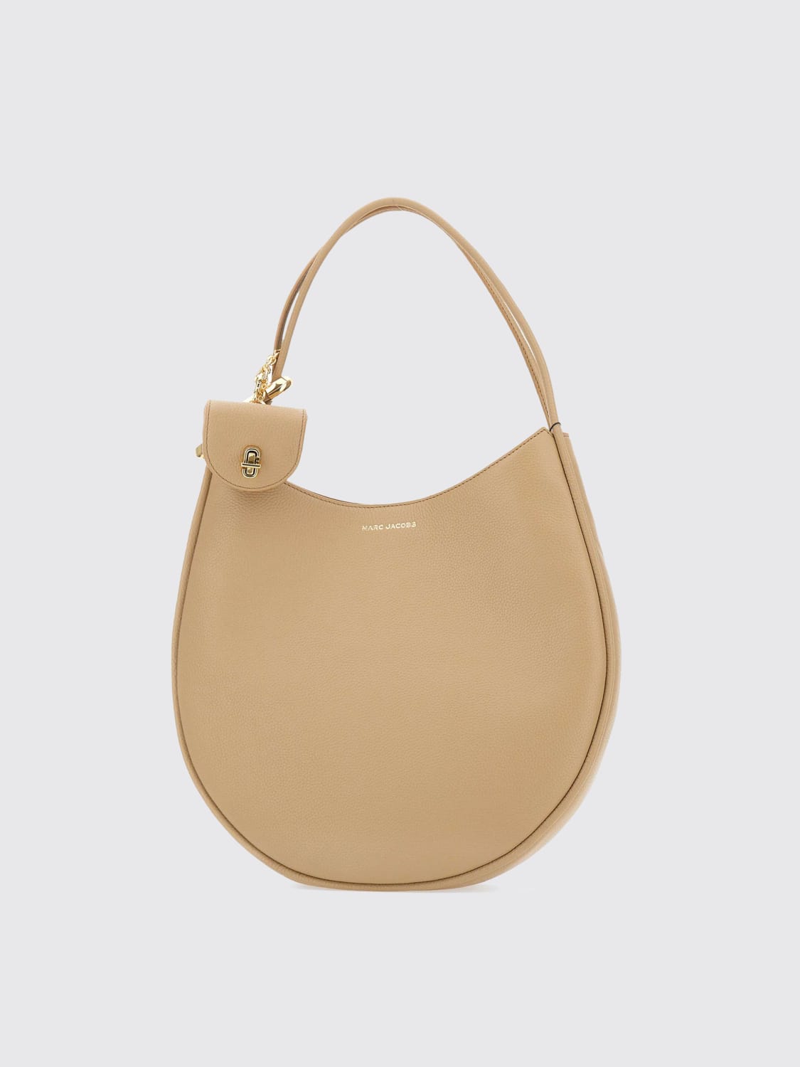 MARC JACOBS BORSA A MANO: Borsa The Dual Hobo Marc Jacobs in pelle a grana, Beige - Img 1