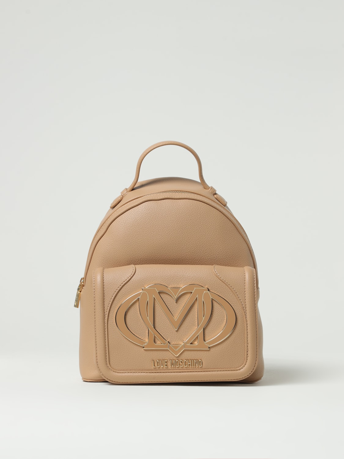 LOVE MOSCHINO ZAINO: Zaino Love Moschino in pelle sintetica a grana, Beige - Img 1