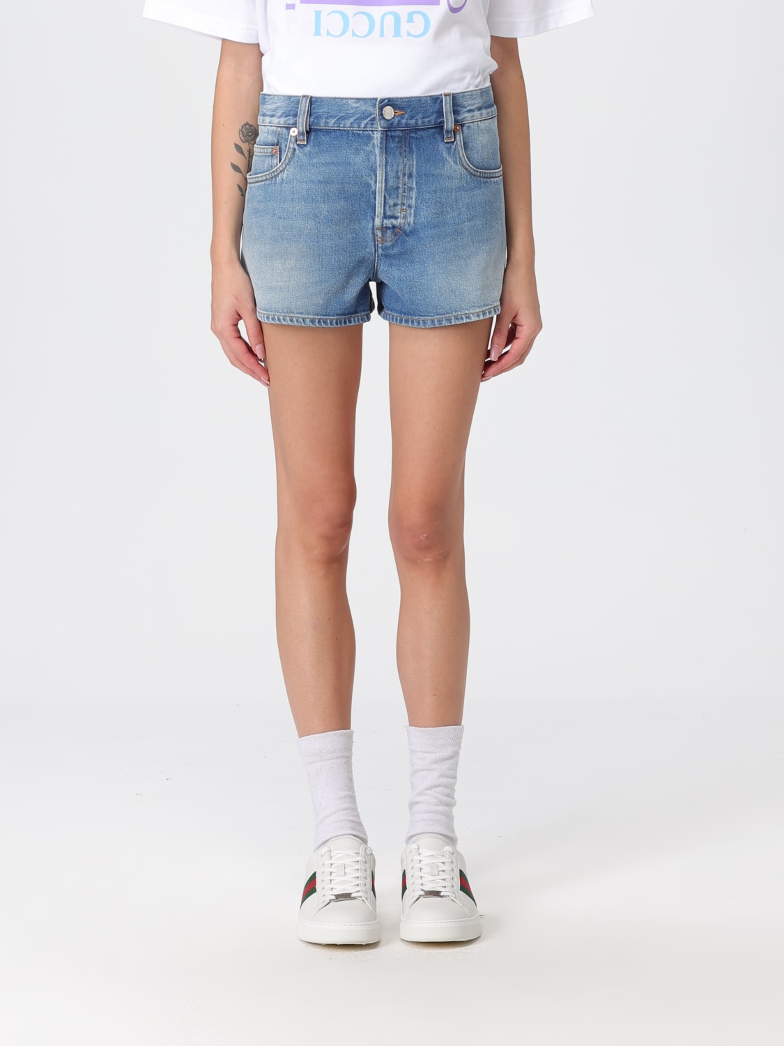 GUCCI PANTALONES CORTOS: Pantalòn cortos mujer Gucci, Azul Claro - Img 1