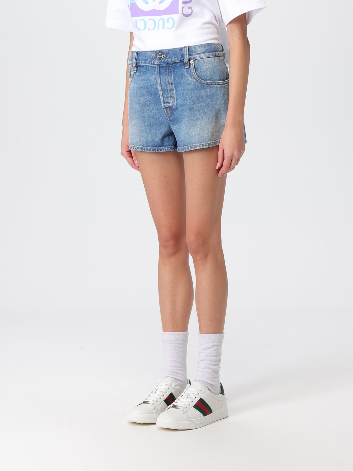 GUCCI PANTALONES CORTOS: Pantalòn cortos mujer Gucci, Azul Claro - Img 4