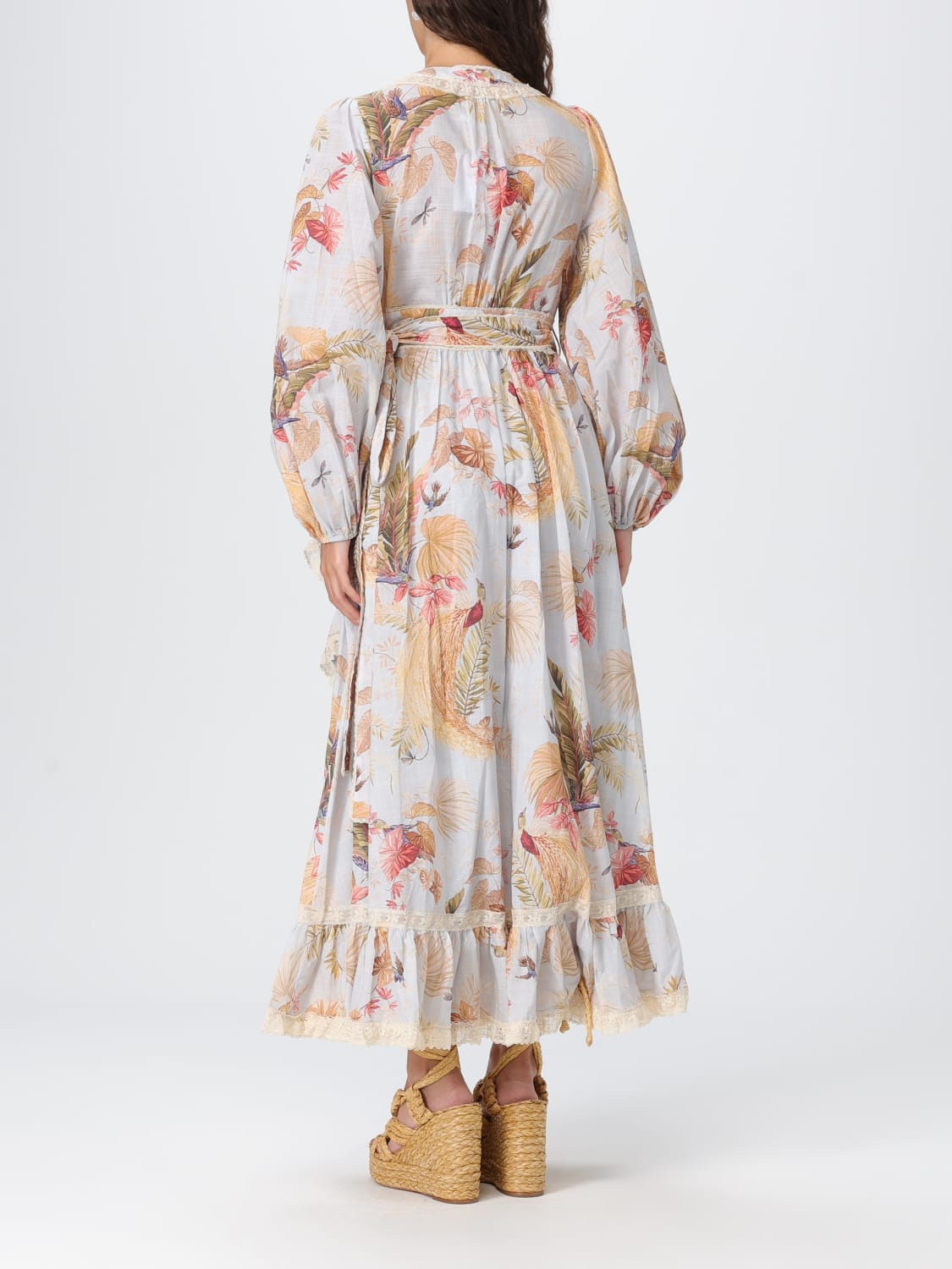 ZIMMERMANN ABITO: Abito a portafoglio Zimmermann in cotone con stampa floreale, Azzurro - Img 2