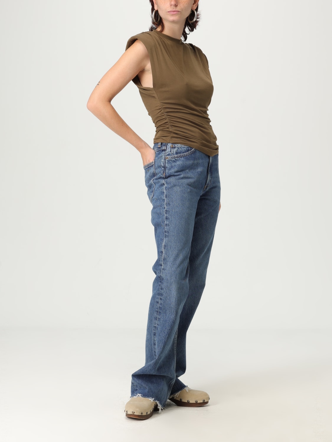 ISABEL MARANT ETOILE TOP: Top drappeggiato a girocollo Isabel Marant Etoile, Marrone - Img 2