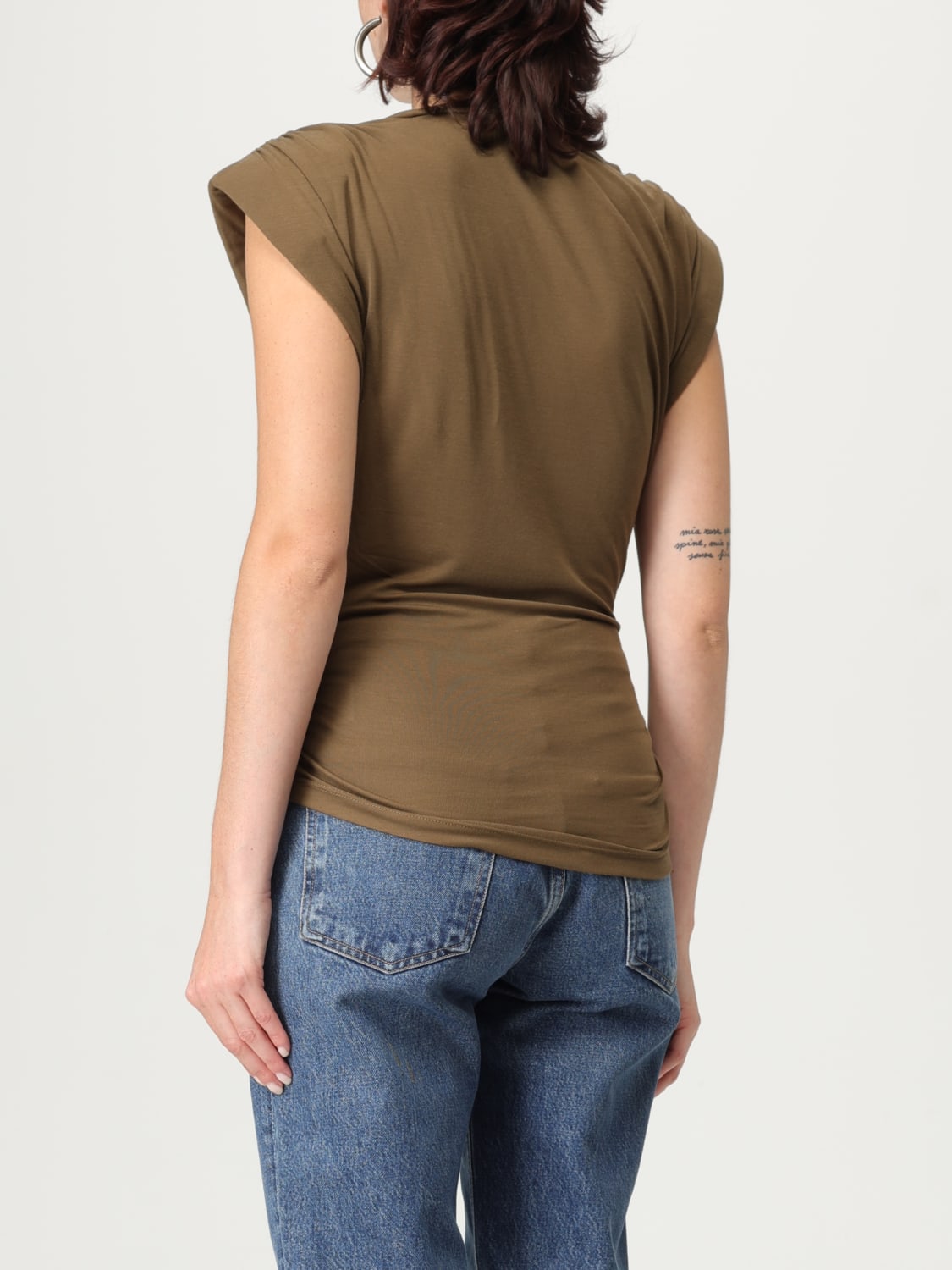 ISABEL MARANT ETOILE TOP: Top drappeggiato a girocollo Isabel Marant Etoile, Marrone - Img 3