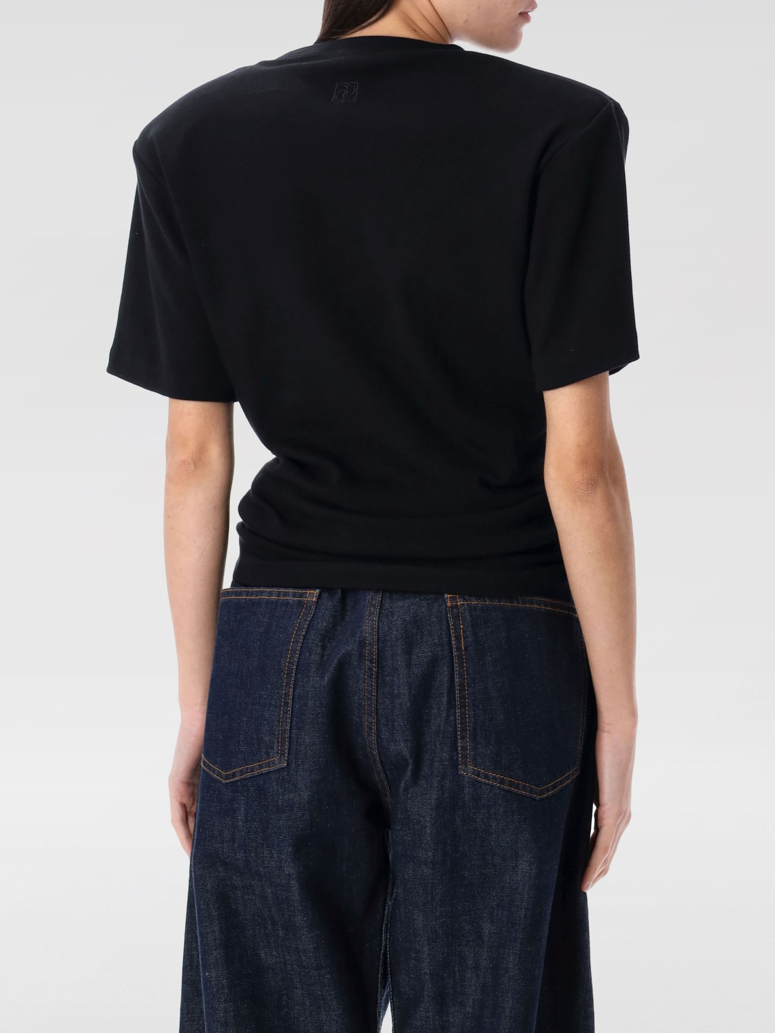 MAGDA BUTRYM T-SHIRTS: T-shirt crop in cotone annodata Magda Butrym, Nero - Img 2