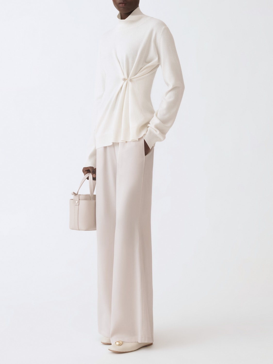 FABIANA FILIPPI MAGLIA: Maglia a dolcevita in lana vergine e cashmere Fabiana Filippi, Naturale - Img 2