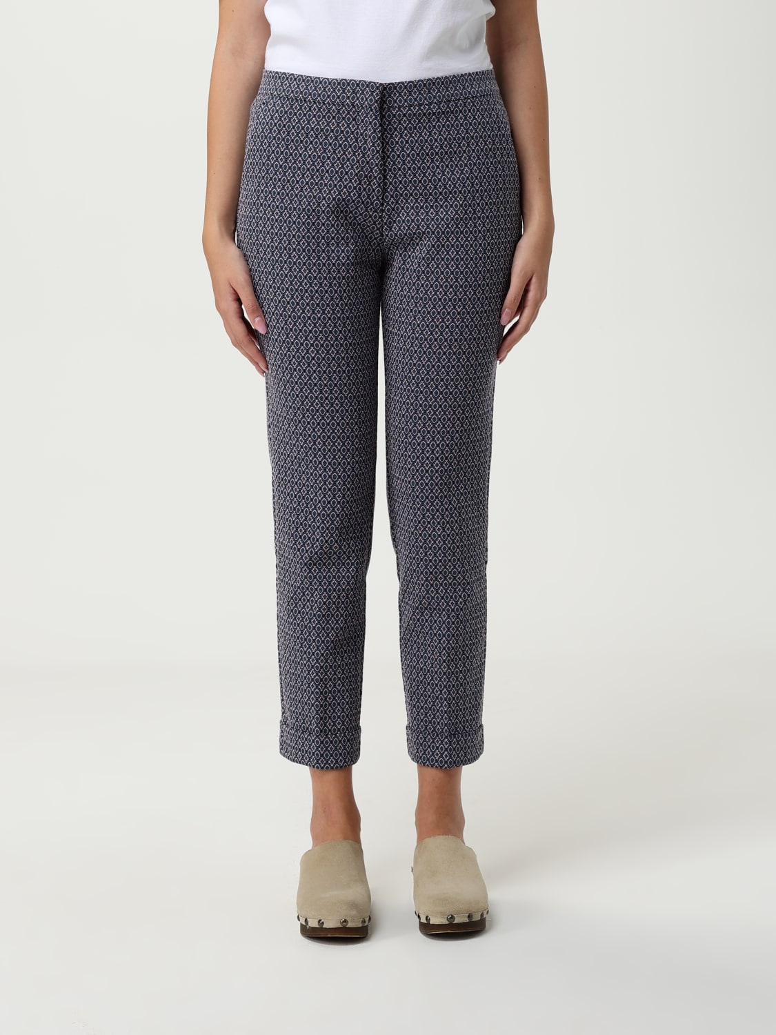ETRO PANTALONI: Pantalone casual Etro in misto cotone con stampa geometrica, Blue - Img 1