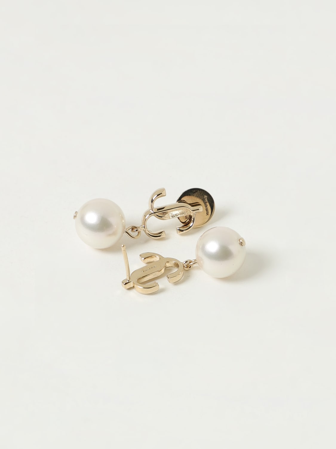 JIMMY CHOO GIOIELLO: Orecchini JC Jimmy Choo in ottone con strass e perle sintetiche , Oro - Img 2