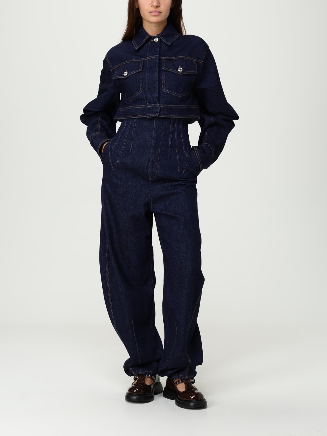 SPORTMAX GIACCA: Giubbotto cropped Sportmax in denim di cotone , Blue - Img 2
