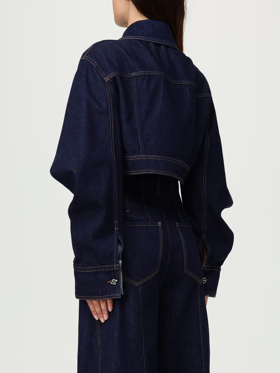 SPORTMAX GIACCA: Giubbotto cropped Sportmax in denim di cotone , Blue - Img 3