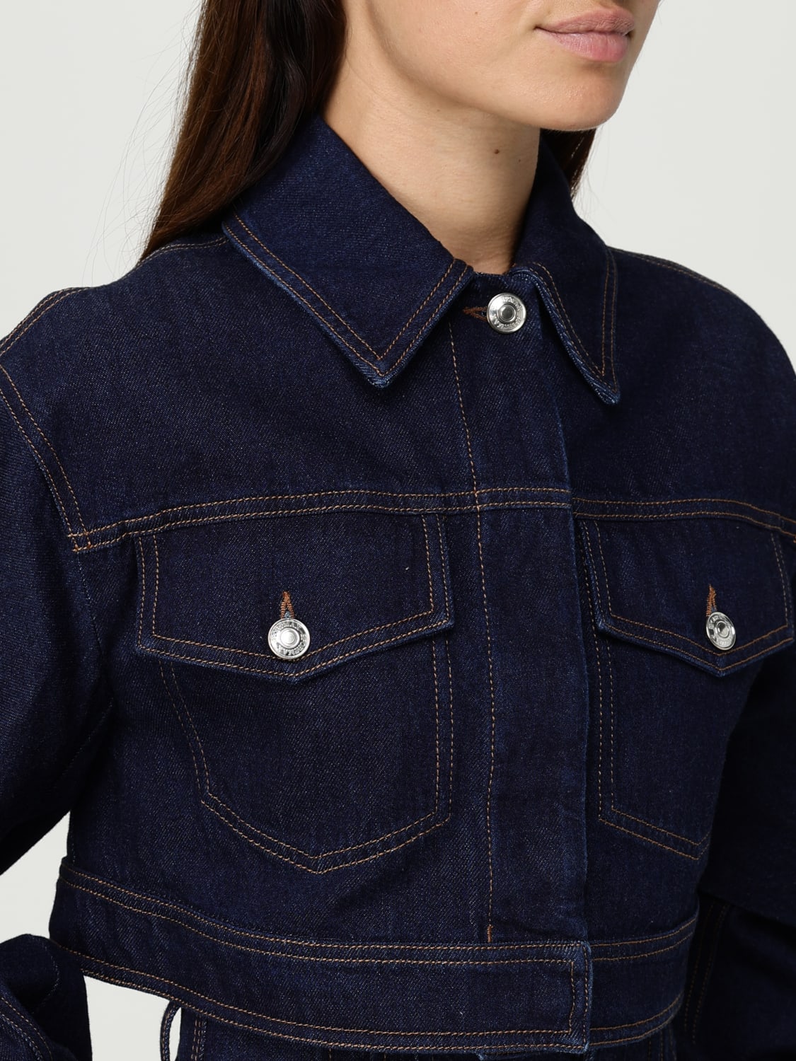 SPORTMAX GIACCA: Giubbotto cropped Sportmax in denim di cotone , Blue - Img 5