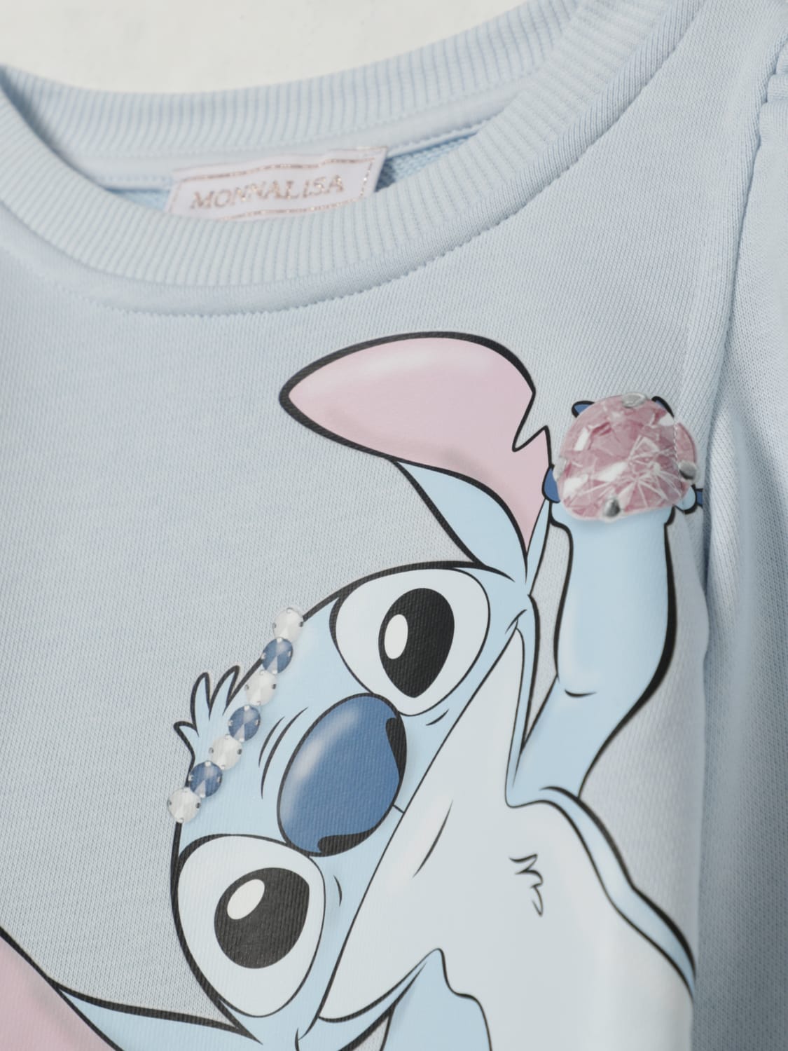 MONNALISA ABITO: Abito a felpa Monnalisa con stampa Stitch, Celeste - Img 3