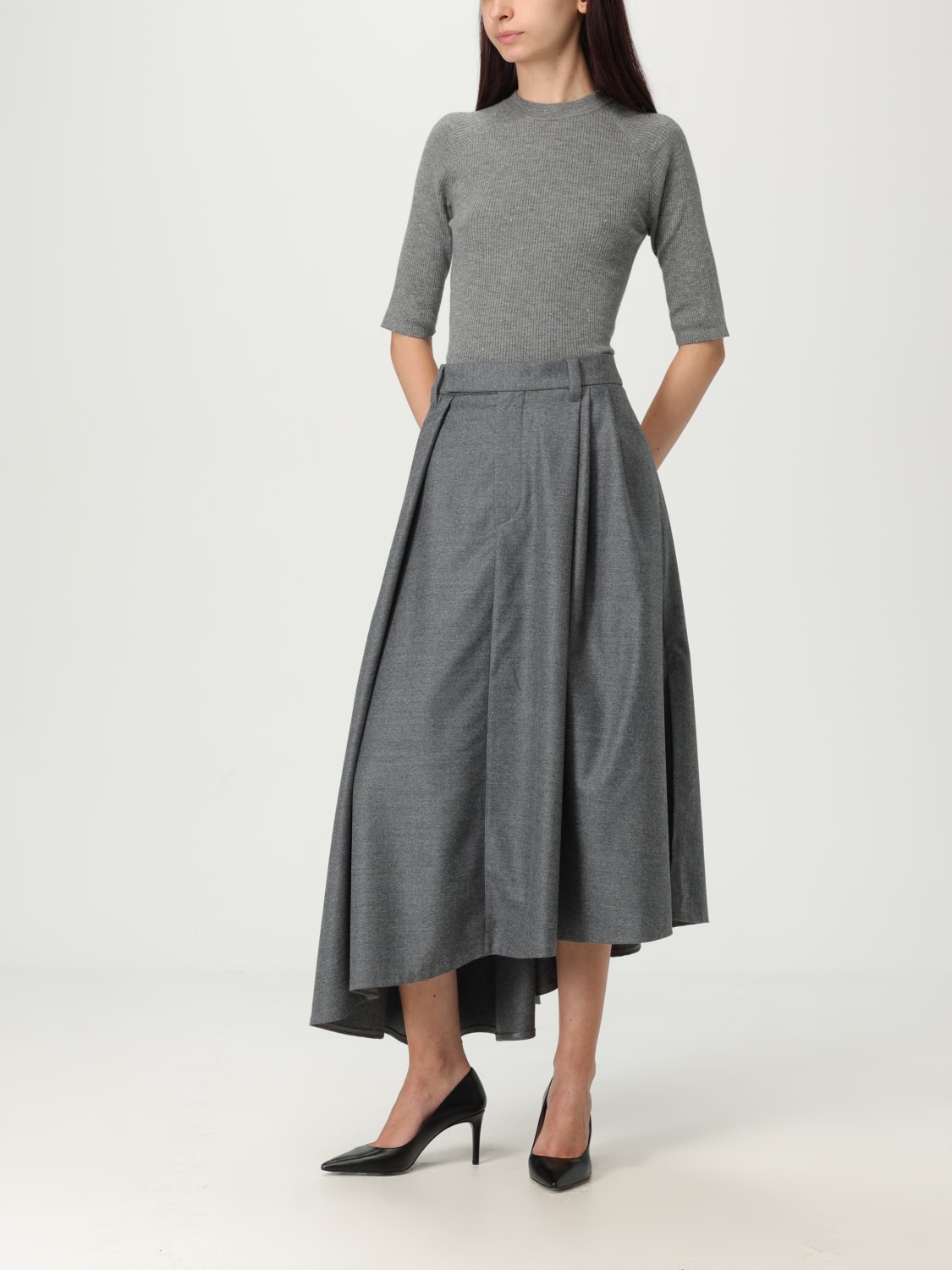 BRUNELLO CUCINELLI 毛衣: 针织开衫 女士 Brunello Cucinelli, 灰色 - Img 2