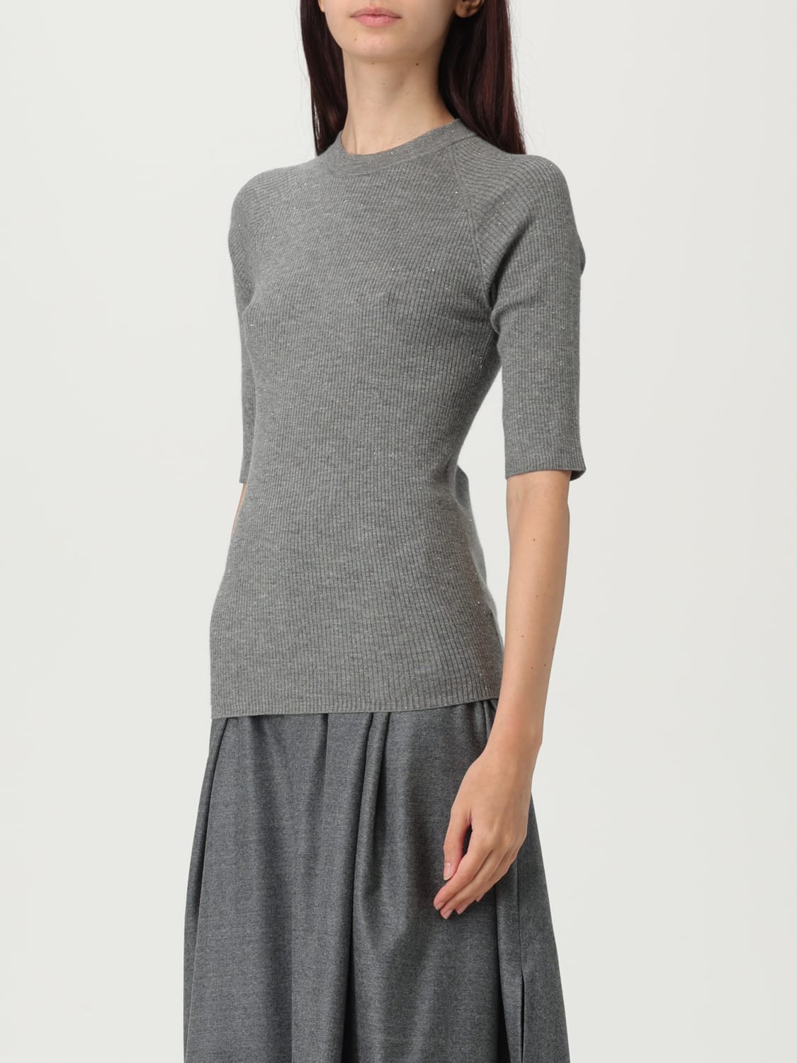 BRUNELLO CUCINELLI 毛衣: 针织开衫 女士 Brunello Cucinelli, 灰色 - Img 4