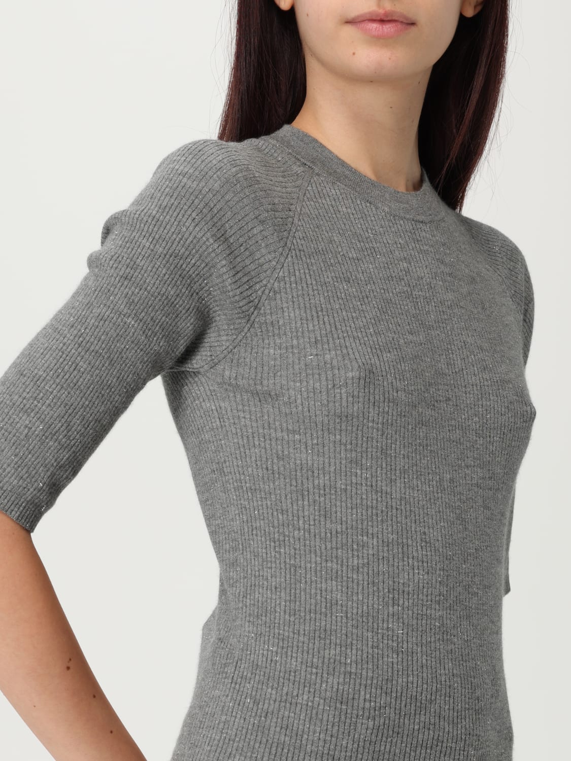 BRUNELLO CUCINELLI 毛衣: 针织开衫 女士 Brunello Cucinelli, 灰色 - Img 5