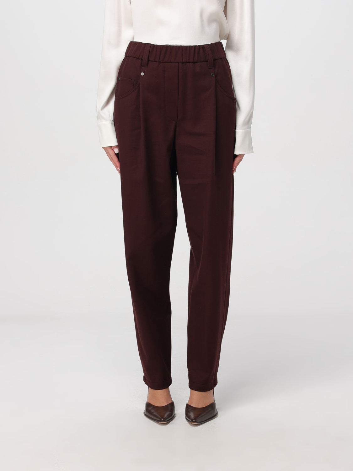 BRUNELLO CUCINELLI PANTS: Pants woman Brunello Cucinelli, Red - Img 1