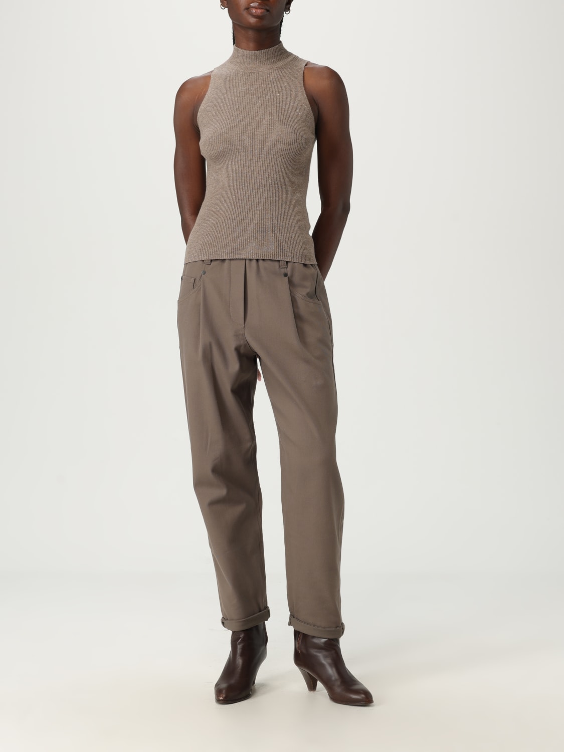 BRUNELLO CUCINELLI PANTALONI: Pantalone Brunello Cucinelli in cotone stretch , Grigio - Img 2