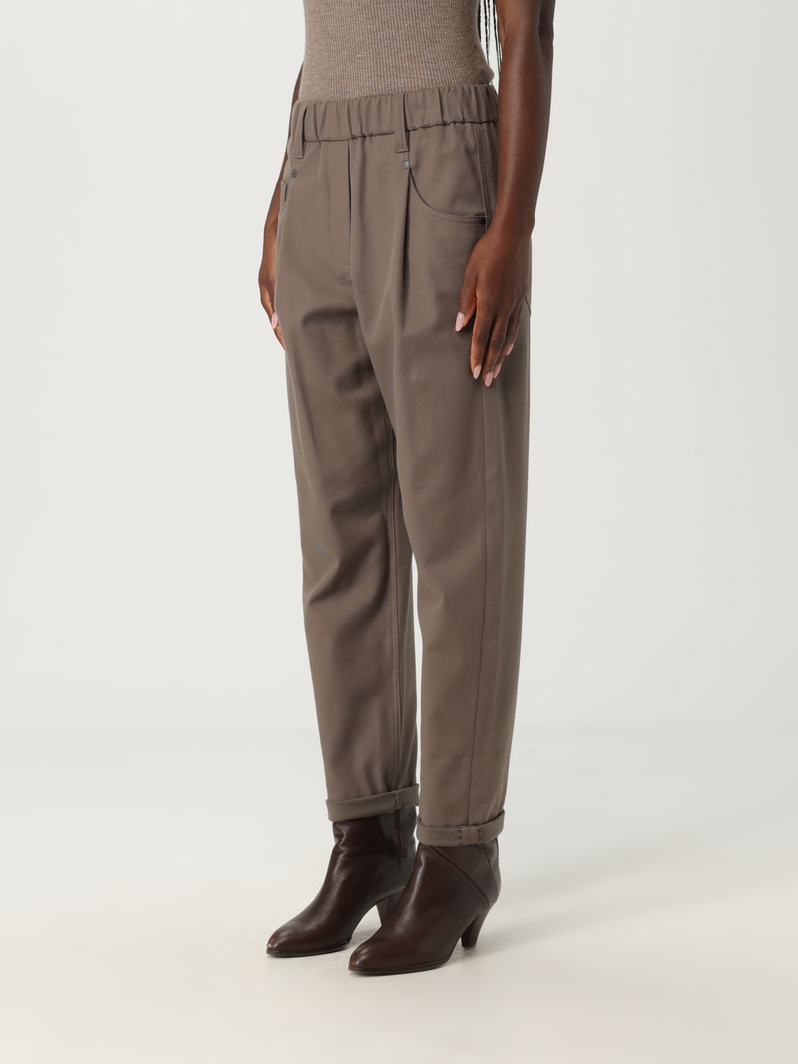 BRUNELLO CUCINELLI PANTALONI: Pantalone Brunello Cucinelli in cotone stretch , Grigio - Img 4