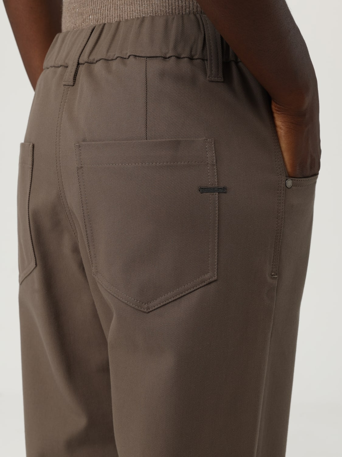 BRUNELLO CUCINELLI PANTALONI: Pantalone Brunello Cucinelli in cotone stretch , Grigio - Img 5