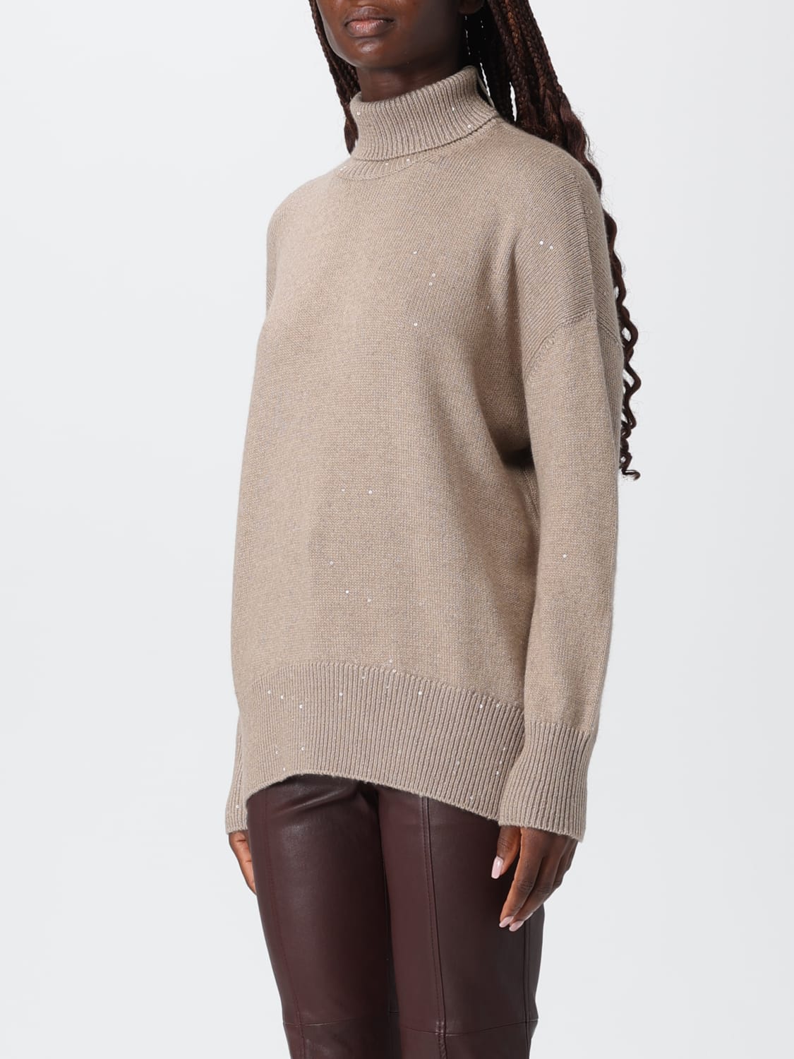 BRUNELLO CUCINELLI 毛衣: 针织开衫 女士 Brunello Cucinelli, 棕色 - Img 4