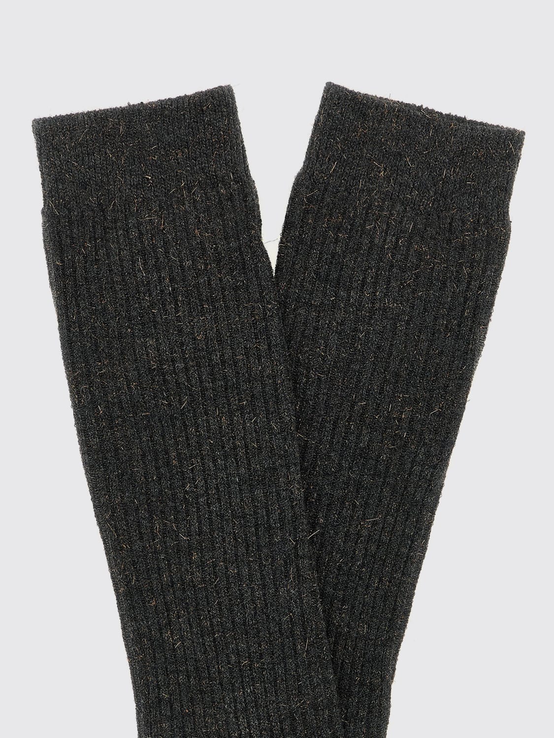 BRUNELLO CUCINELLI CALZE: Calze Brunello Cucinelli in cashmere stretch a coste , Grigio - Img 3