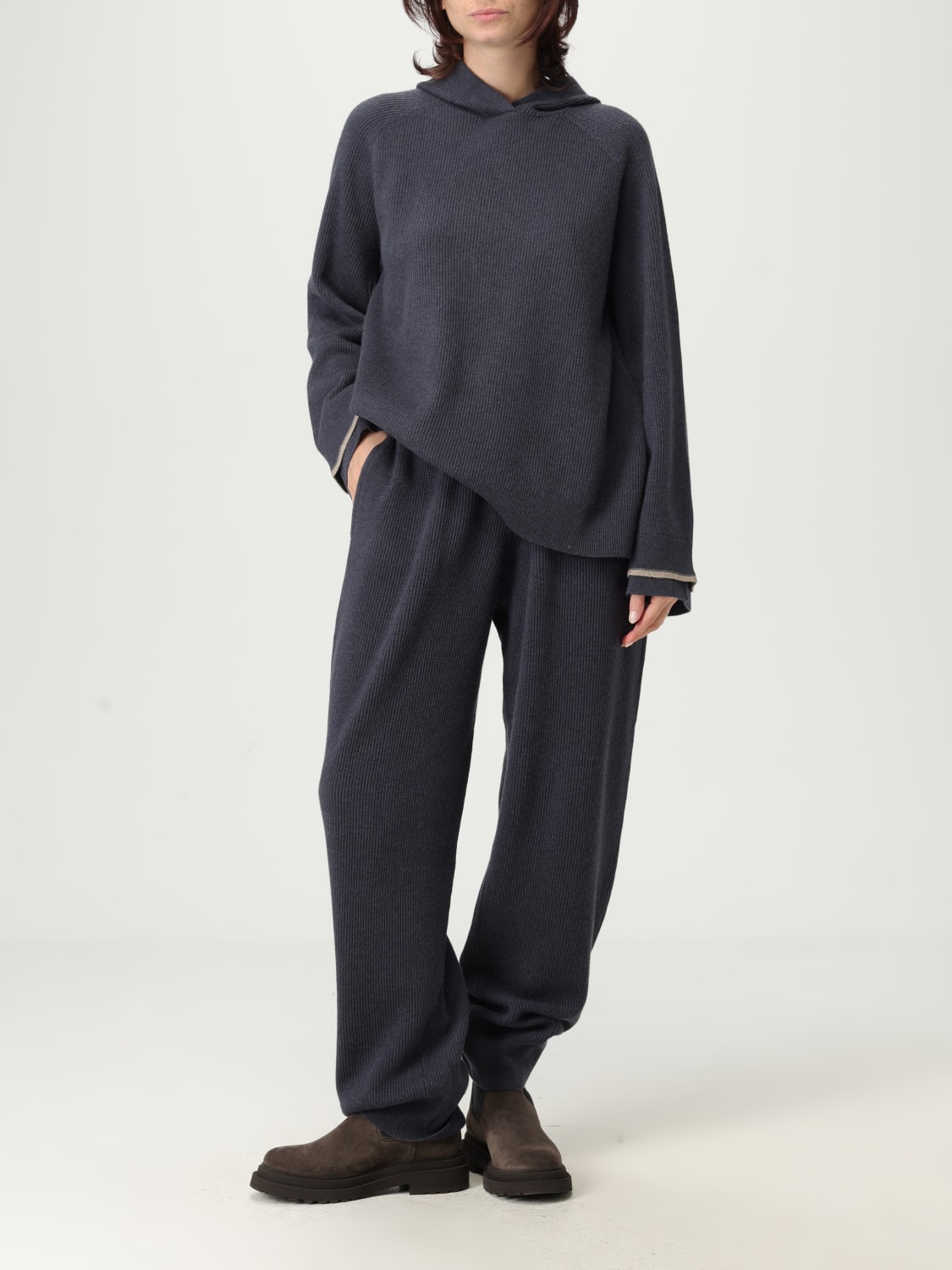 BRUNELLO CUCINELLI SWEATSHIRT: Strickjacke damen Brunello Cucinelli, Blau - Img 2