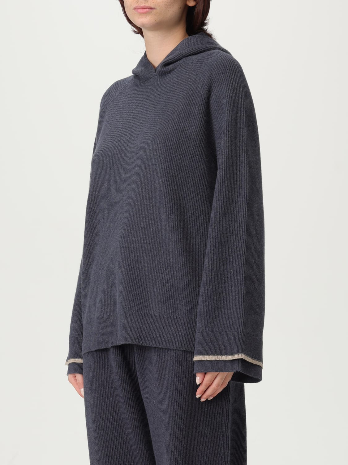 BRUNELLO CUCINELLI SWEATSHIRT: Strickjacke damen Brunello Cucinelli, Blau - Img 4