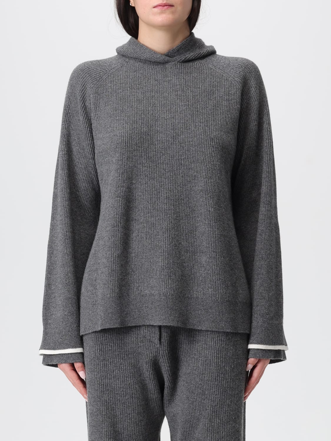 BRUNELLO CUCINELLI FELPA: Felpa con cappuccio in lana e cashmere Brunello Cucinelli, Grigio - Img 1