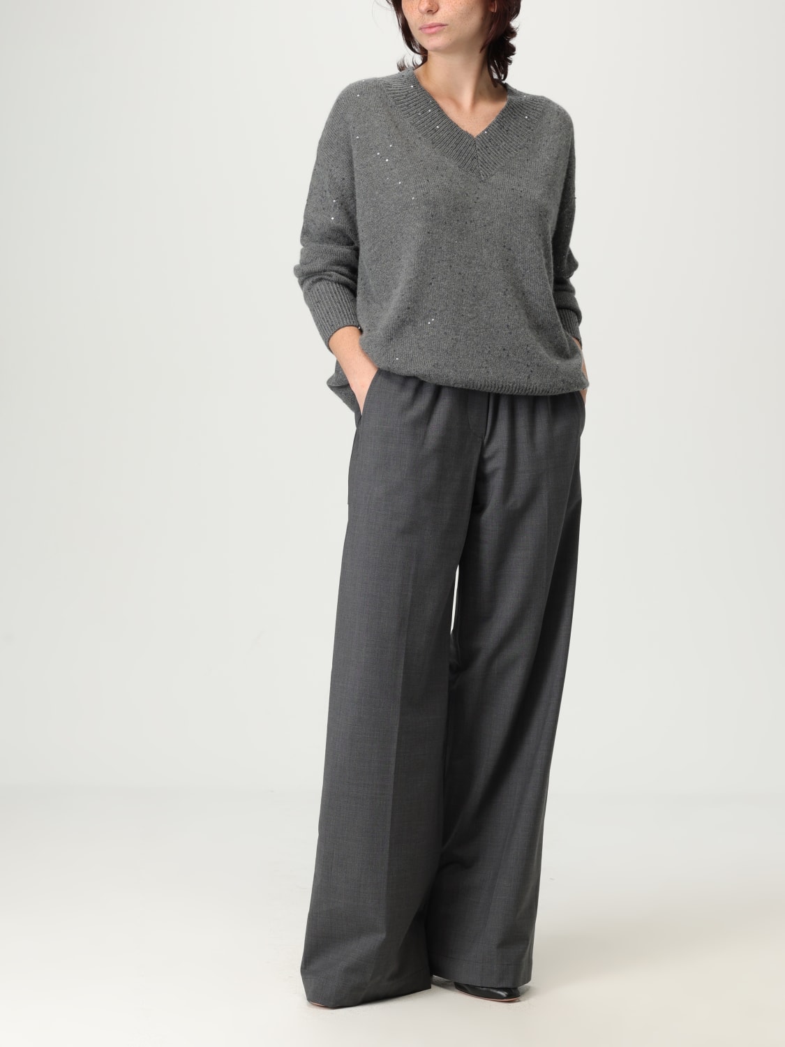 BRUNELLO CUCINELLI PULL: Cardigan femme Brunello Cucinelli, Gris - Img 2