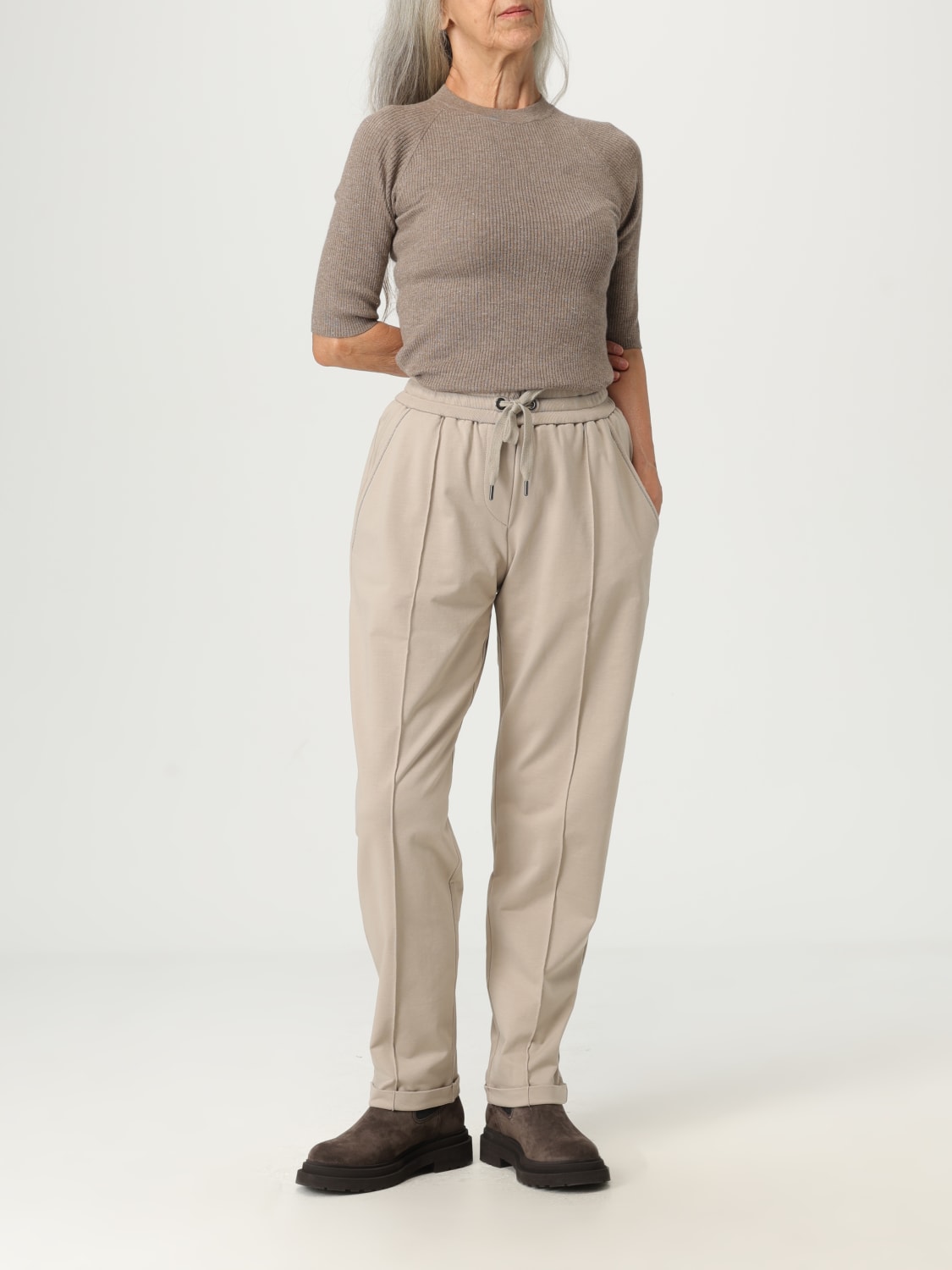 BRUNELLO CUCINELLI PANTALON: Pantalon femme Brunello Cucinelli, Beige - Img 2