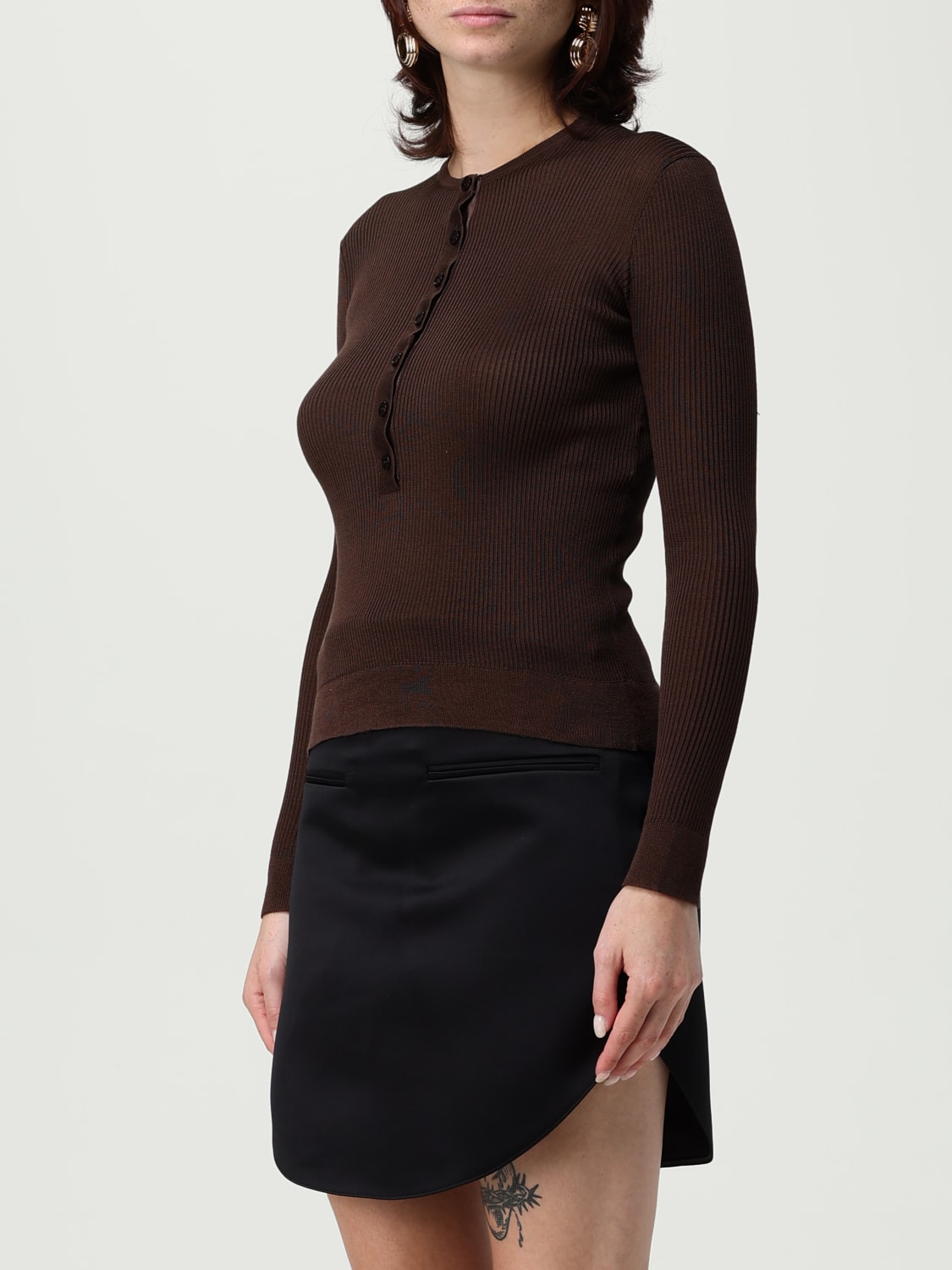 MAGDA BUTRYM PULL: Cardigan femme Magda Butrym, Marron - Img 4