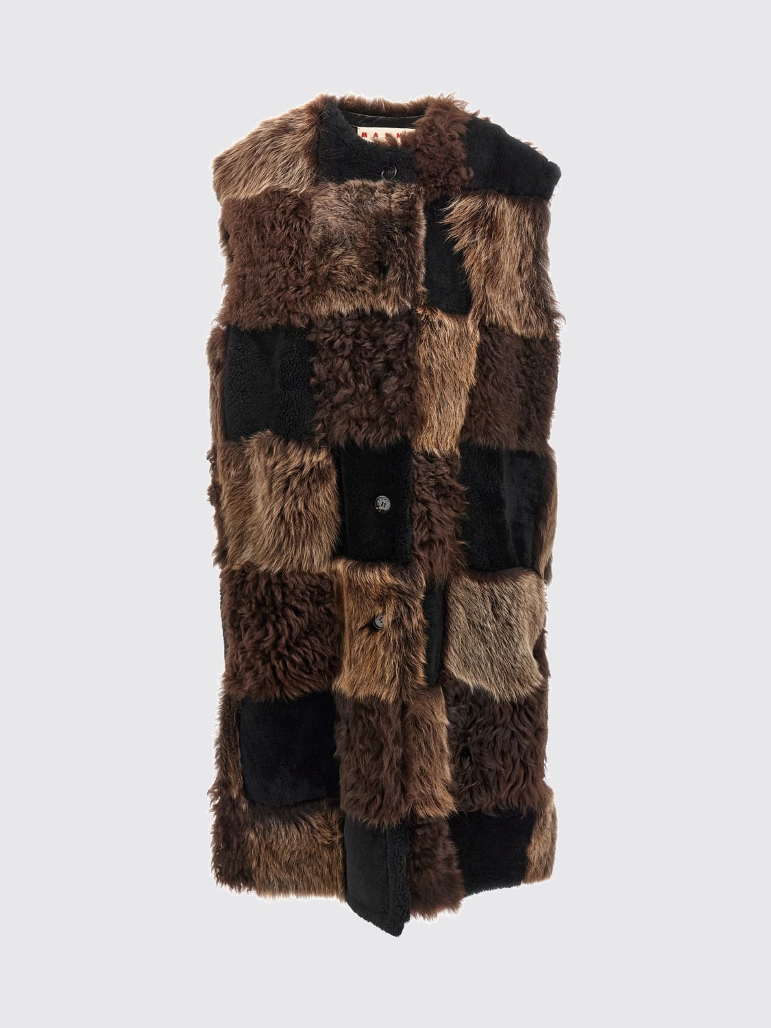 MARNI FUR COAT: Waistcoat woman Marni, Brown - Img 1