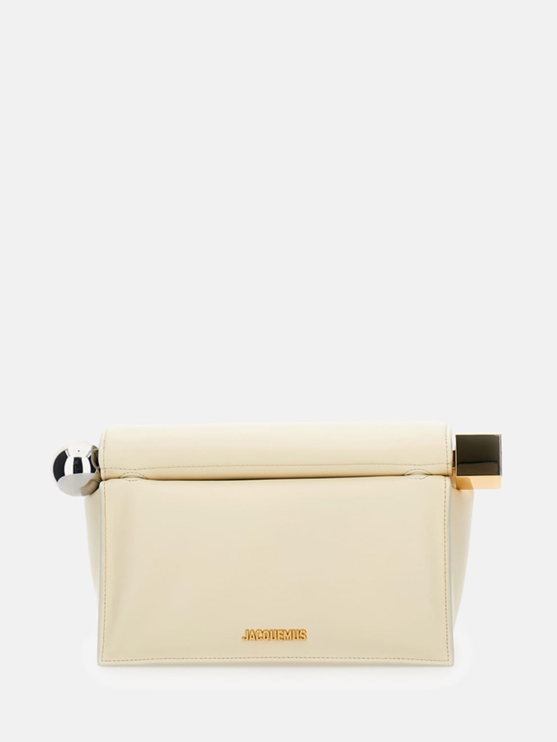 JACQUEMUS CLUTCH: Clutch Rond Carrè Jacquemus in pelle , Bianco - Img 1