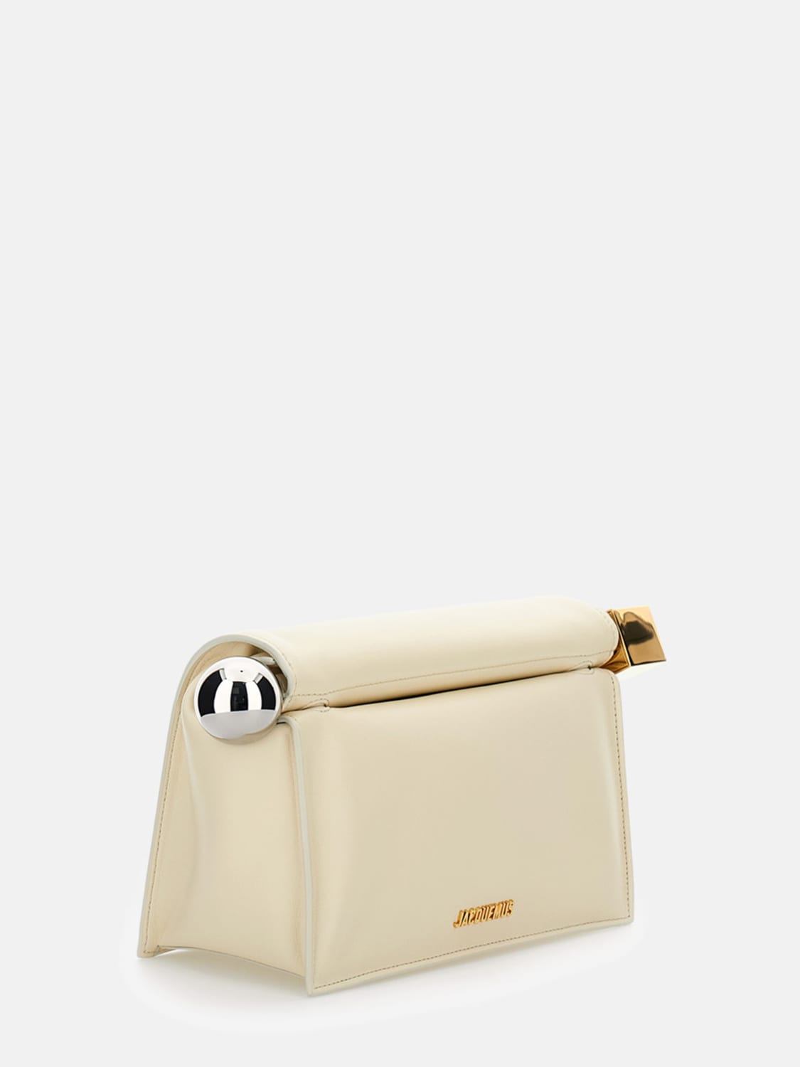 JACQUEMUS CLUTCH: Clutch Rond Carrè Jacquemus in pelle , Bianco - Img 3