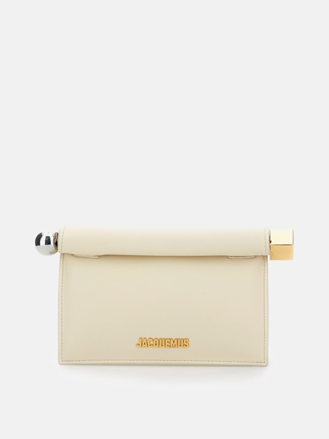 JACQUEMUS CLUTCH: Clutch La Petite Pochete Rond C Jacquemus in pelle, Bianco - Img 1