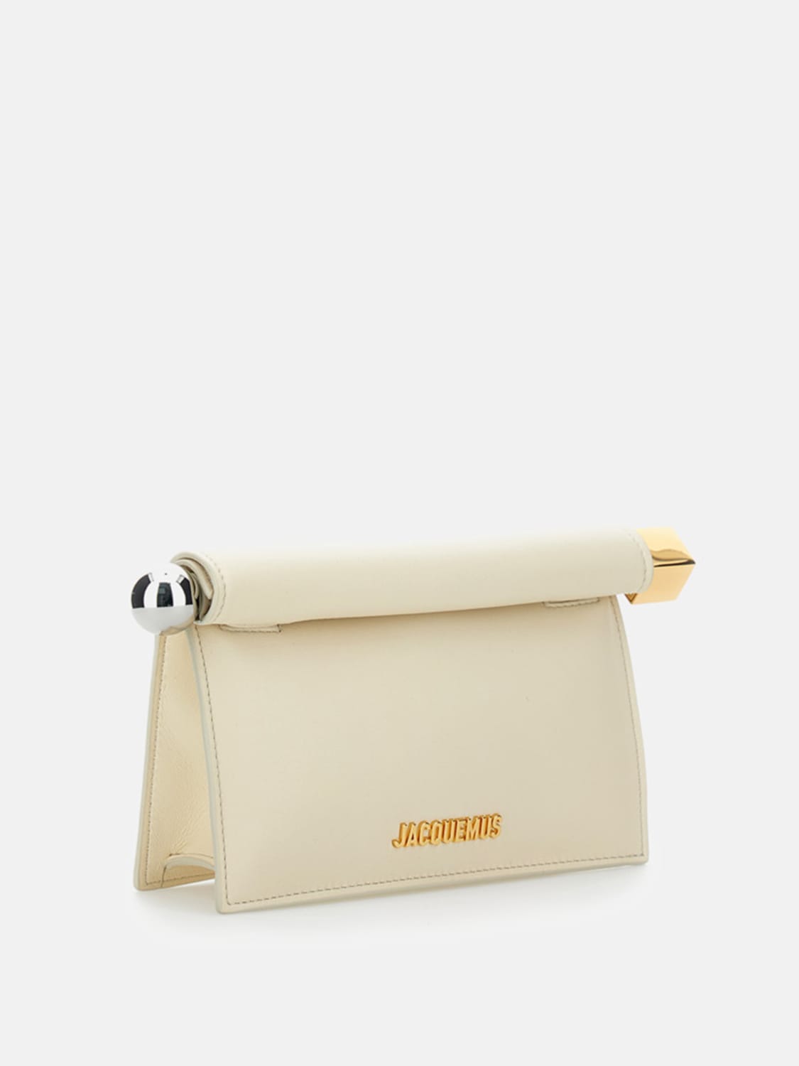 JACQUEMUS CLUTCH: Clutch La Petite Pochete Rond C Jacquemus in pelle, Bianco - Img 3