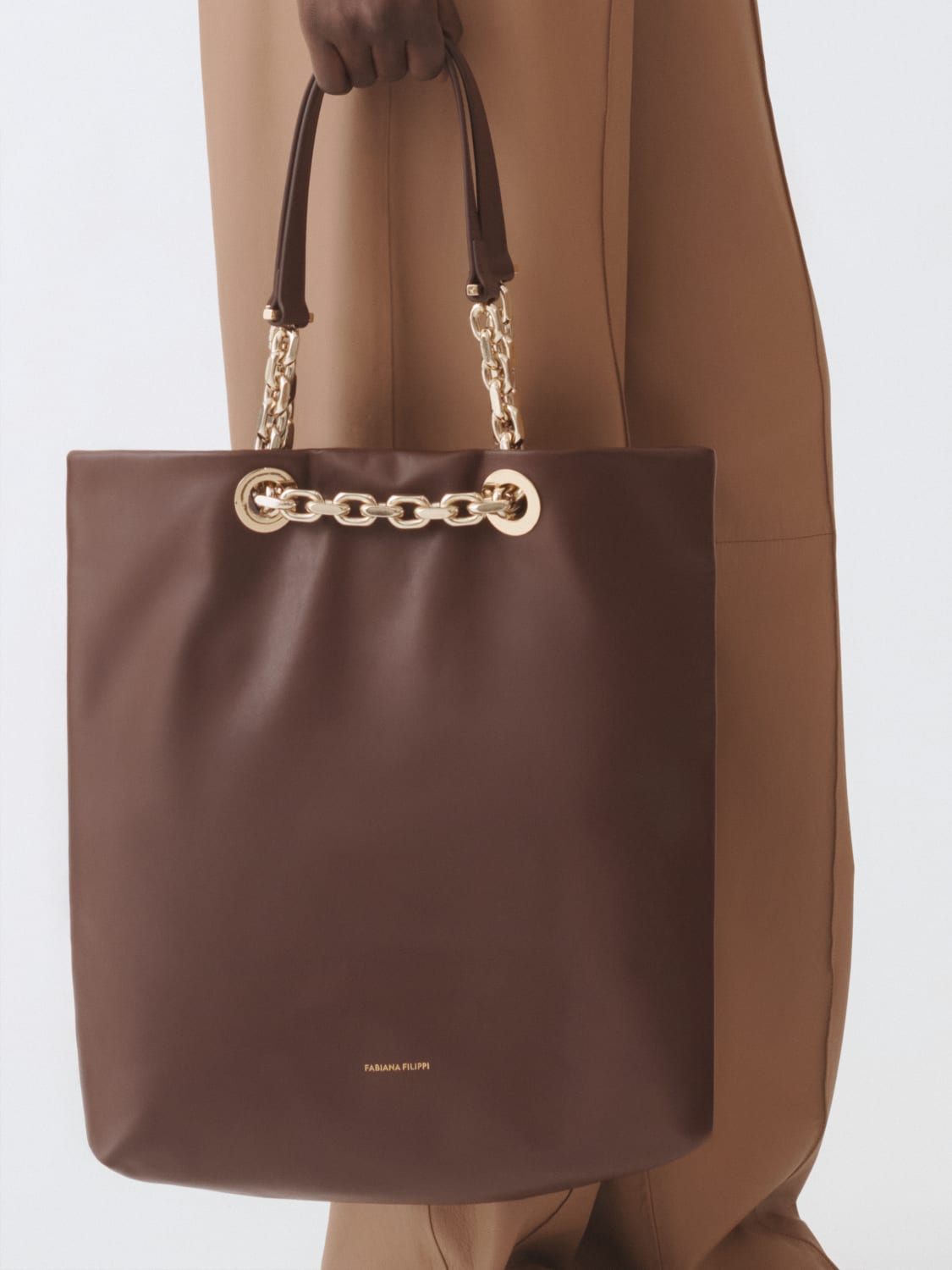 FABIANA FILIPPI BORSA TOTE: Borsa Shopping eyelet in nappa Fabiana Filippi, Ebano - Img 2