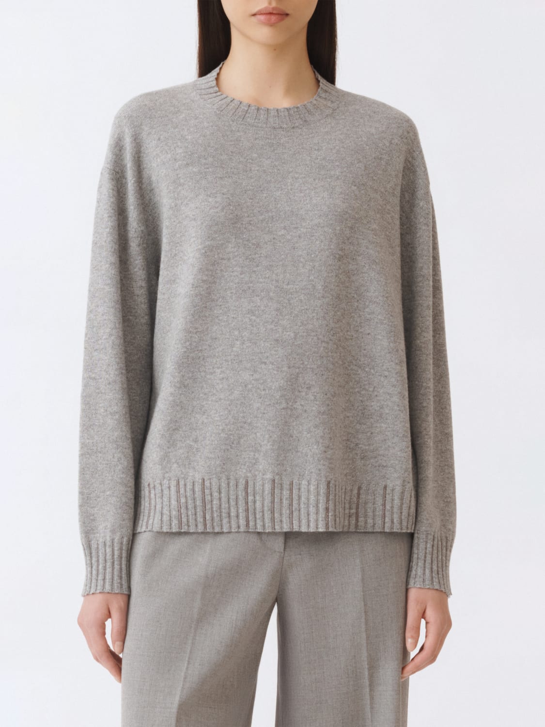 FABIANA FILIPPI MAGLIA: Maglia a girocollo in misto cashmere Fabiana Filippi, Grigio - Img 1