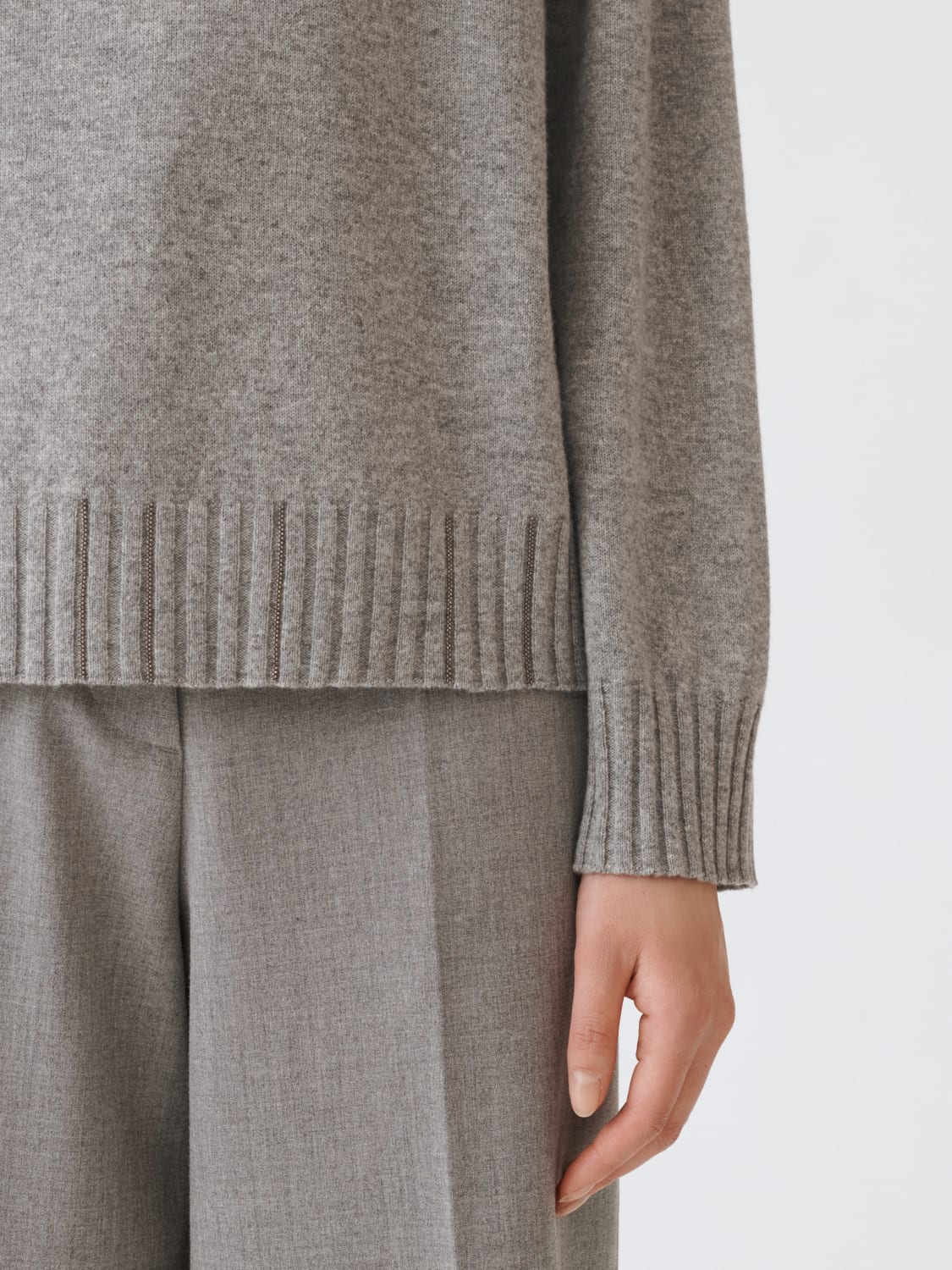 FABIANA FILIPPI MAGLIA: Maglia a girocollo in misto cashmere Fabiana Filippi, Grigio - Img 4