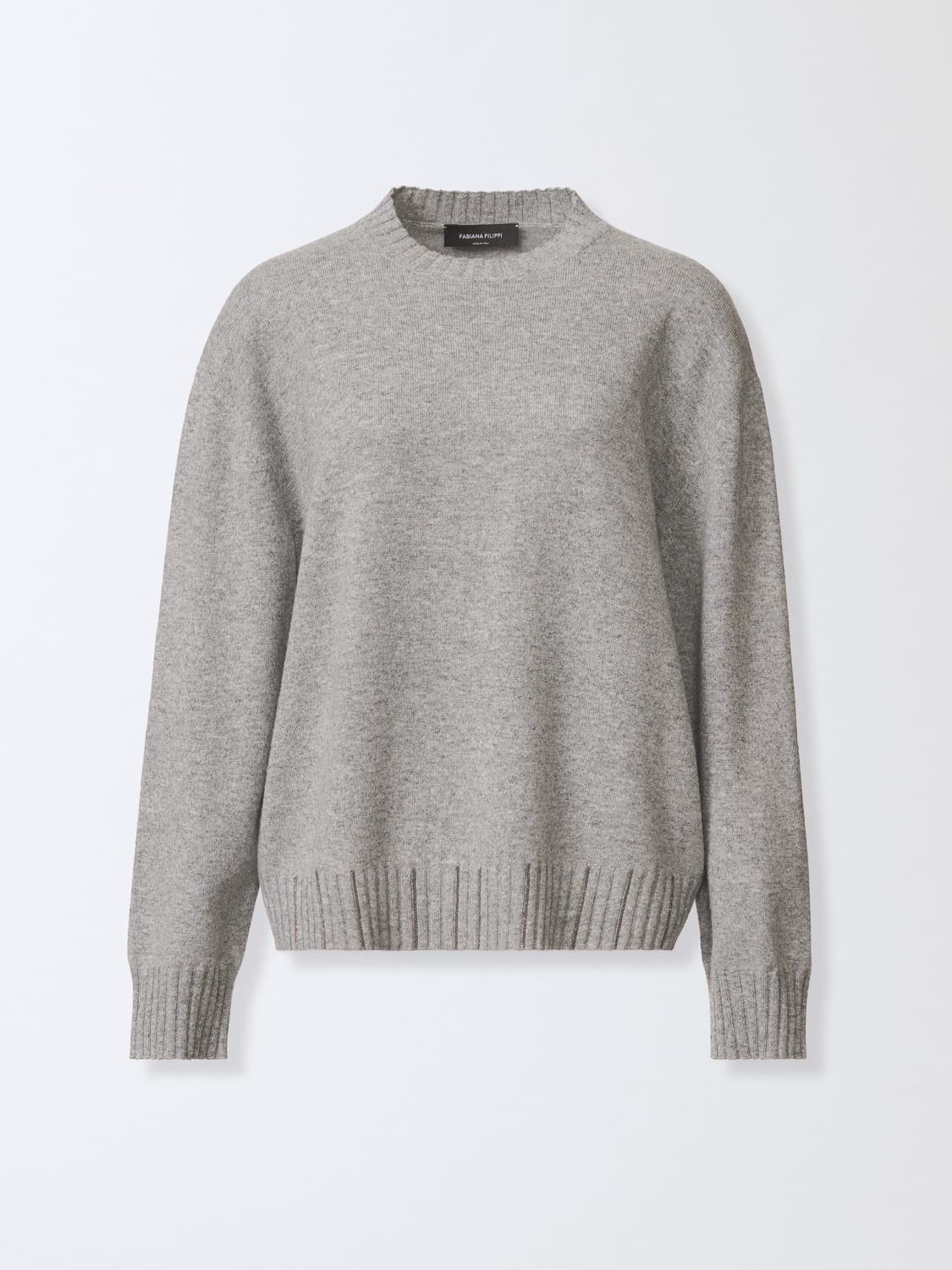 FABIANA FILIPPI MAGLIA: Maglia a girocollo in misto cashmere Fabiana Filippi, Grigio - Img 5