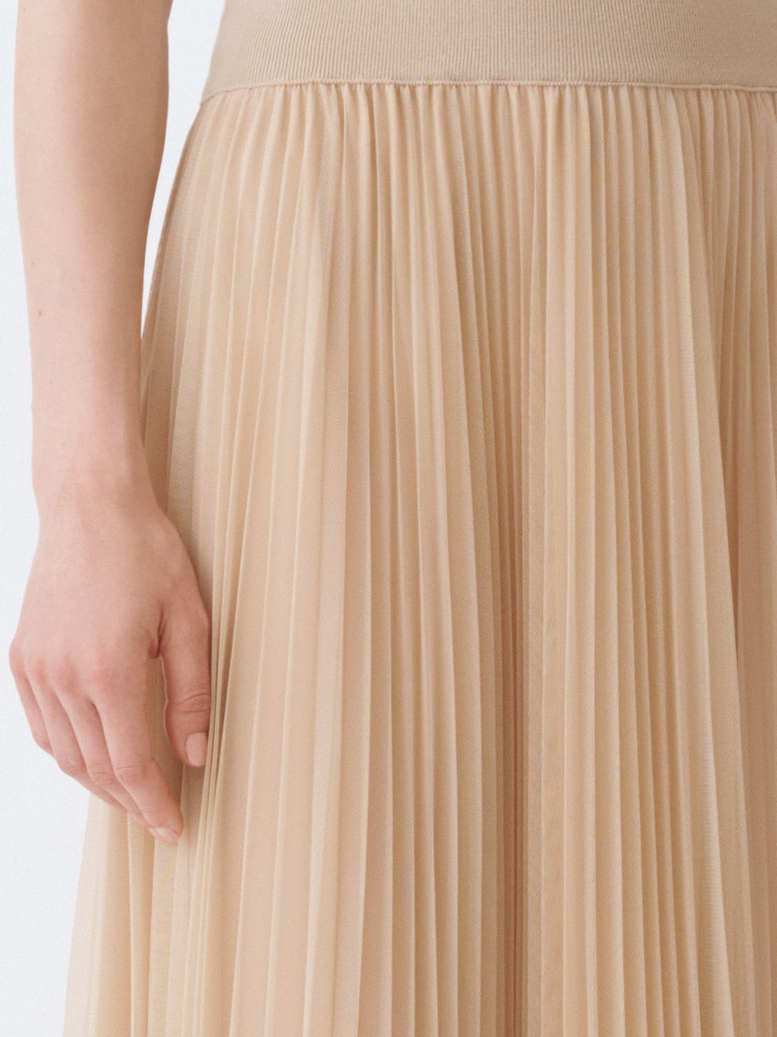 FABIANA FILIPPI GONNA: Gonna midi Fabiana Filippi in crêpe plissettato , Beige - Img 4