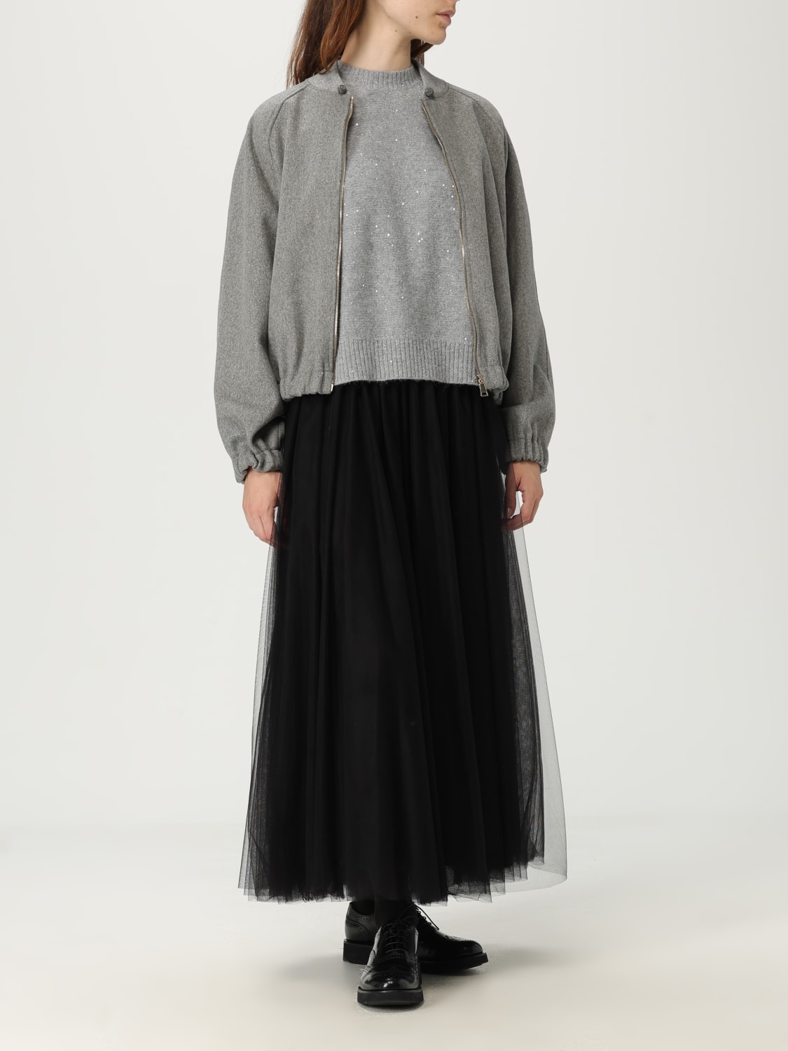 FABIANA FILIPPI MAGLIA: Maglia a girocollo in lana vergine e cashmere Fabiana Filippi, Grigio - Img 2