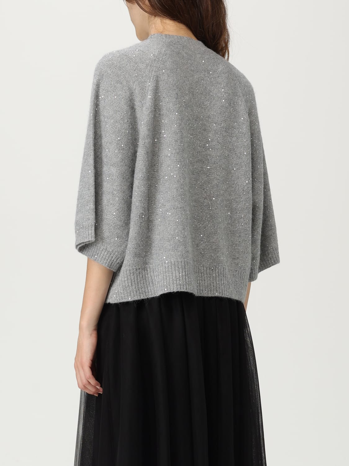 FABIANA FILIPPI MAGLIA: Maglia a girocollo in lana vergine e cashmere Fabiana Filippi, Grigio - Img 3