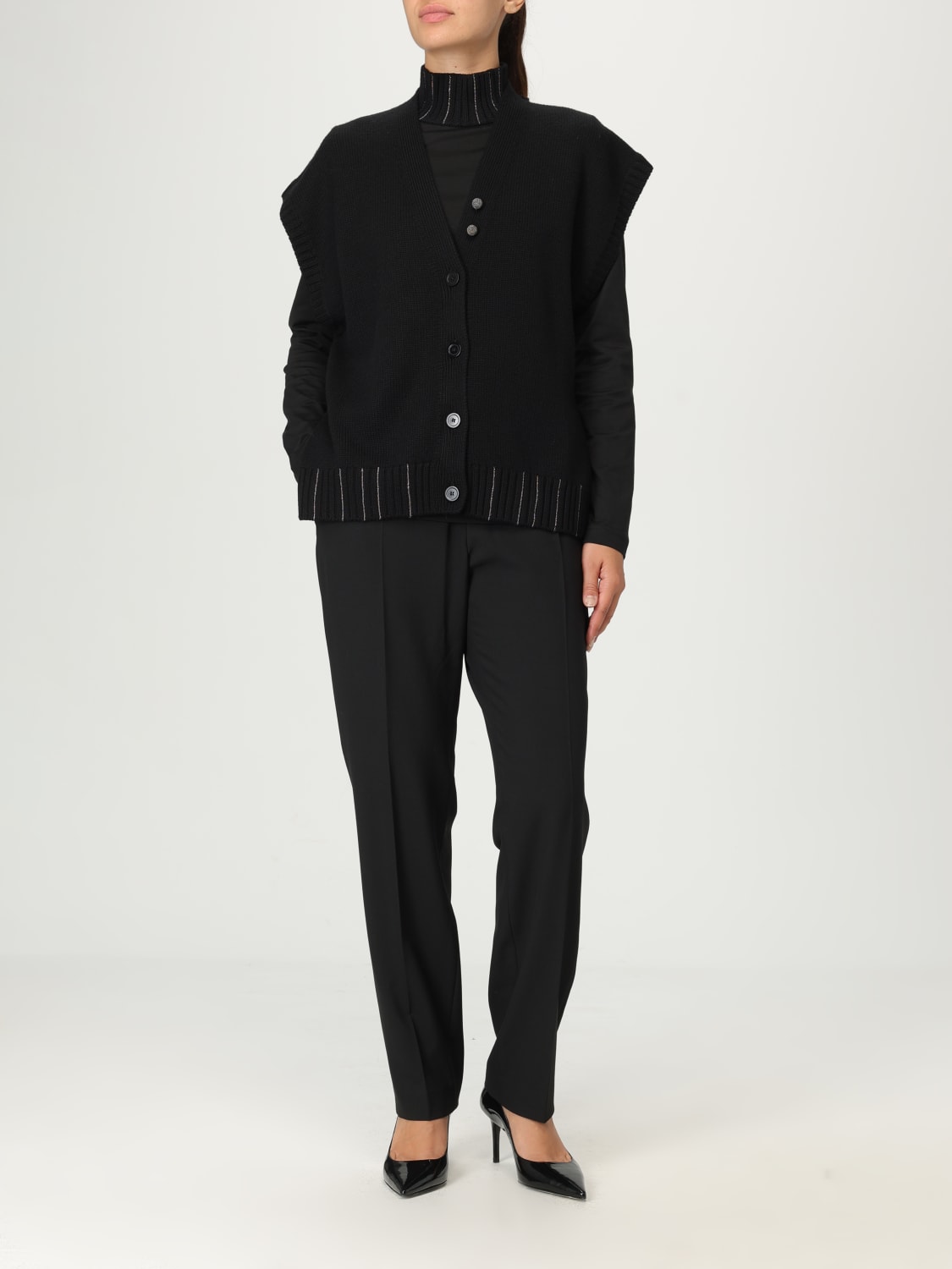 FABIANA FILIPPI GILET: Gilet Fabiana Filippi in maglia di lana vergine , Nero - Img 2