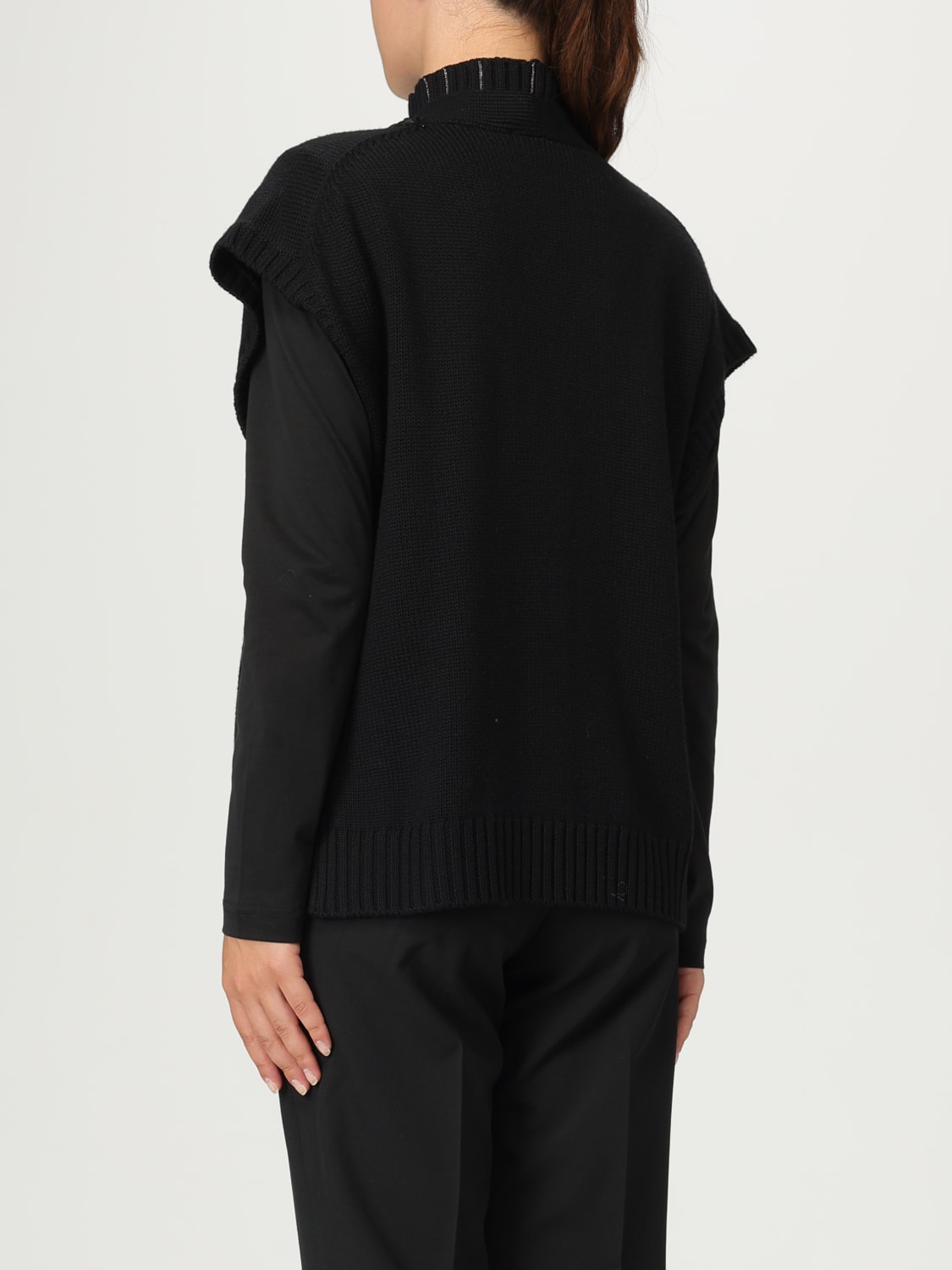 FABIANA FILIPPI GILET: Gilet Fabiana Filippi in maglia di lana vergine , Nero - Img 3