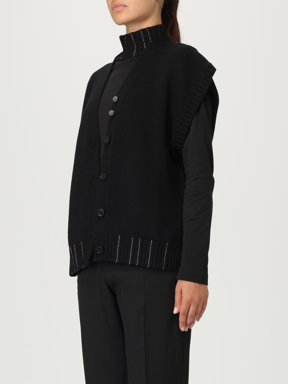 FABIANA FILIPPI GILET: Gilet Fabiana Filippi in maglia di lana vergine , Nero - Img 4