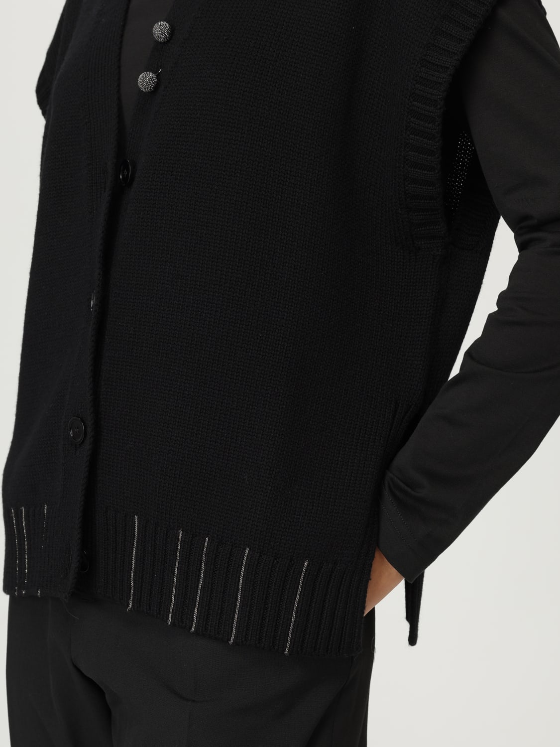 FABIANA FILIPPI GILET: Gilet Fabiana Filippi in maglia di lana vergine , Nero - Img 5