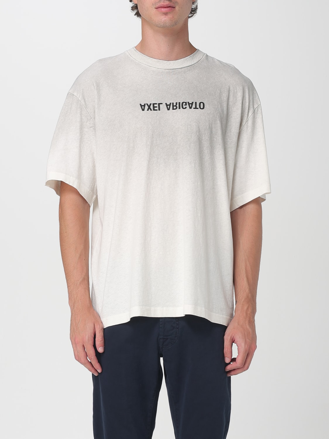 AXEL ARIGATO T-SHIRT: T-shirt in cotone organico con logo Axel Arigato, Beige - Img 1