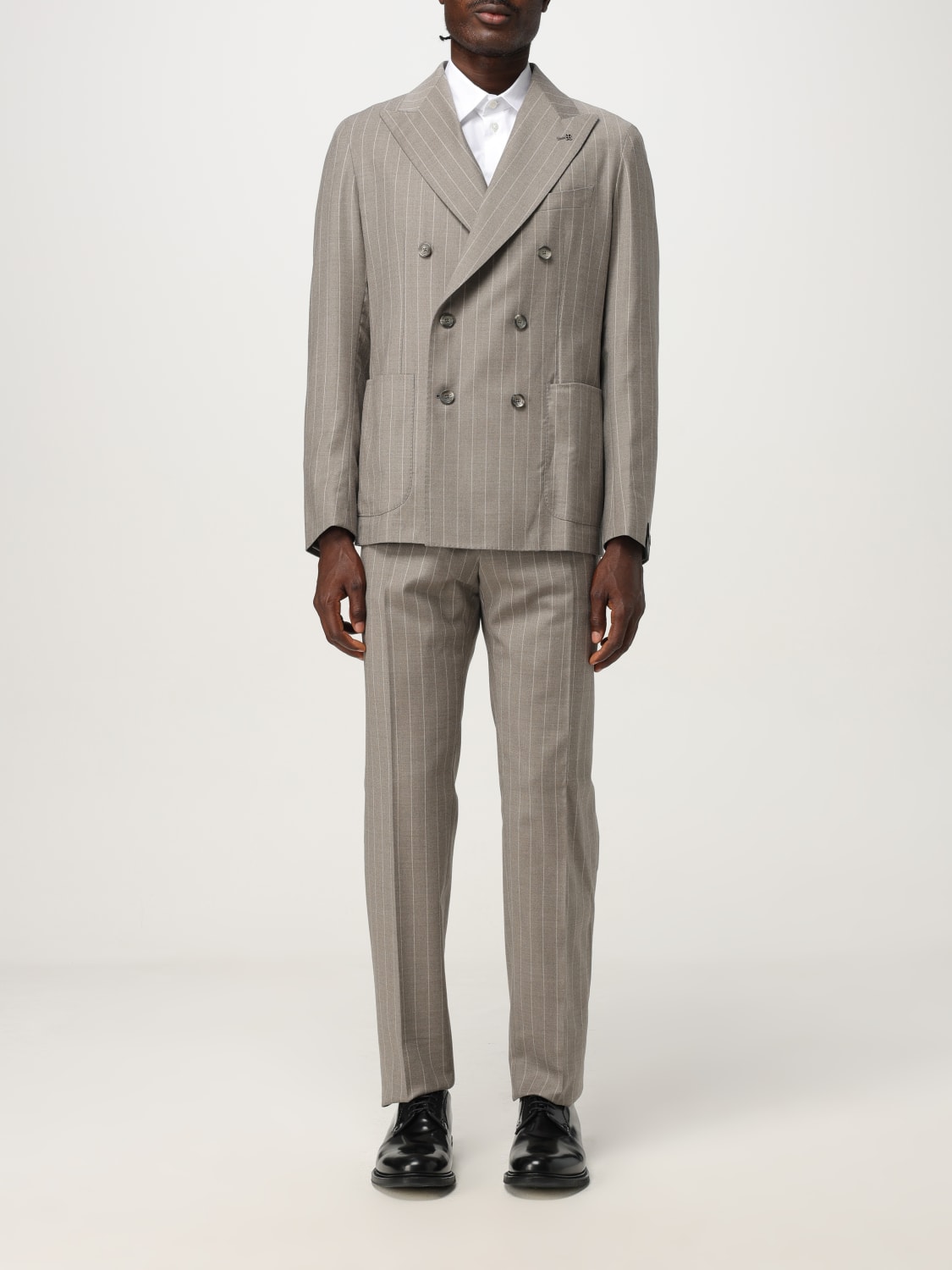 TAGLIATORE ABITO: Blazer doppiopetto Tagliatore in lana con stampa gessata , Grigio - Img 1