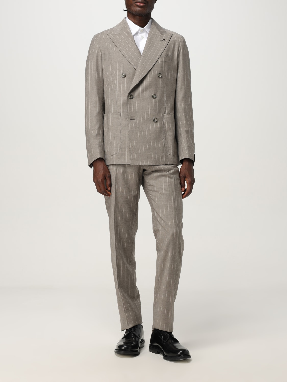 TAGLIATORE ABITO: Blazer doppiopetto Tagliatore in lana con stampa gessata , Grigio - Img 2