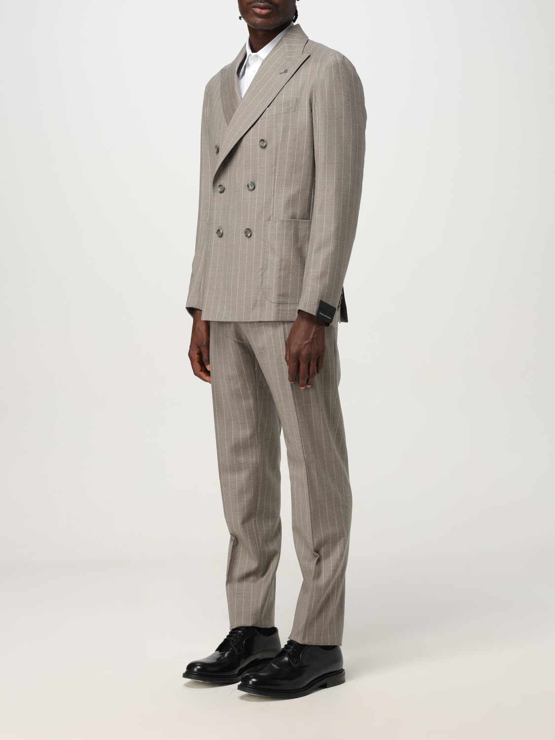 TAGLIATORE ABITO: Blazer doppiopetto Tagliatore in lana con stampa gessata , Grigio - Img 4